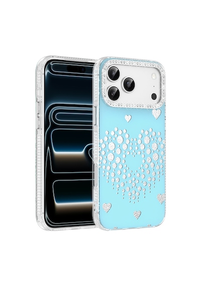 Maks Technology Apple Uyumlu iPhone 18 Pro Max Kılıf Damla Taşlı Mkst Rivas Sert Pc Kapak - Mavi