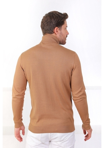 Ferraro Camel Balıkçı Yaka Pamuk Kazak Camel