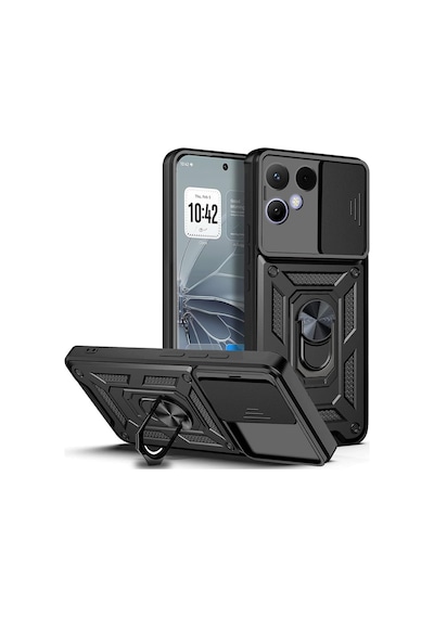 Adige Tecno Pova Curve 2 5g Kılıf Pars Standlı Yüzüklü Darbe Korumalı Siyah