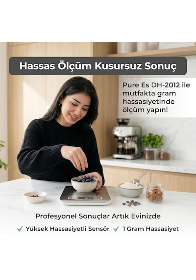 10 Kg Kapasiteli 1 G Hassasiyetli Dijital Mutfak Tartısı - Gri Çok Renkli