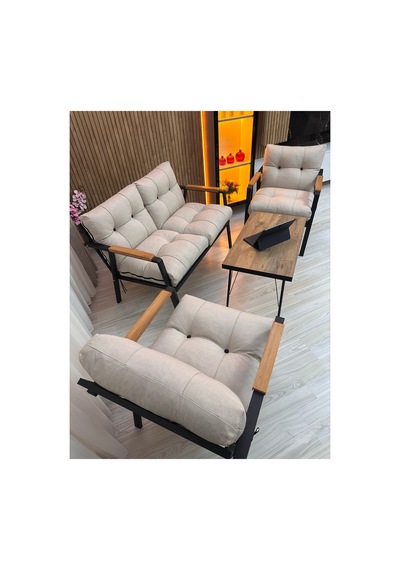 Houseart Menekşe Balkon, Bahçe,teras,cafe - Salon - Metal Kanepe Koltuk Takımı - 2 1 1 Sehpa Krem Houseart Menekşe Balkon, Bahçe,teras,cafe - Salon - Metal Kanepe Koltuk Takımı - 2 1 1 Sehpa Krem