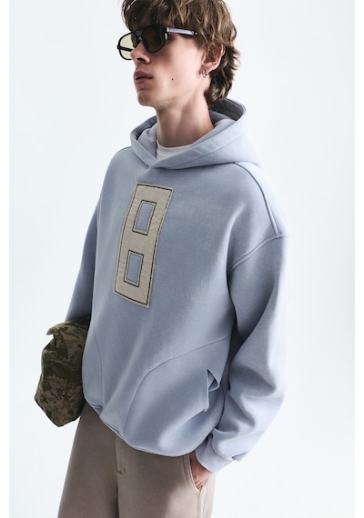 Vamos Numara Baskılı Oversize Sweatshirt Bebe Mavi
