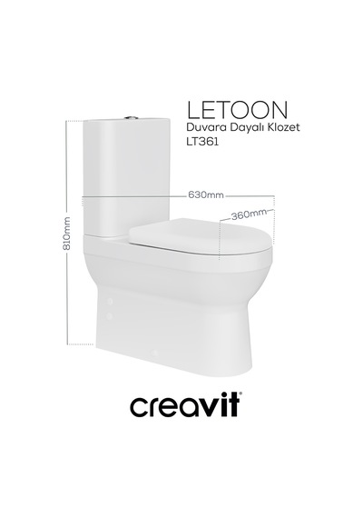 Creavit Lara Duroplast Yavaş Kapanan Klozet Kapaklı Beyaz Set