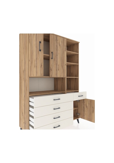 Hyperion Dolap 8 Raflı 5 Çekmeceli 3 Kapaklı 132x44x195 Çam-ç... Çam