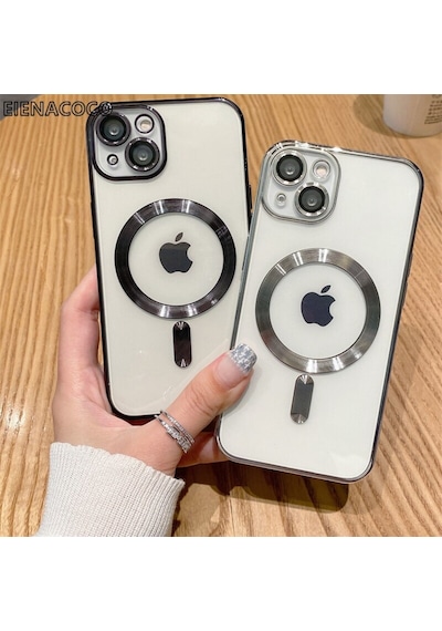 Apple Uyumlu iPhone  14 Plus Kilif Magsafe Kamera Lensli Korumali Seffaf 561062587
