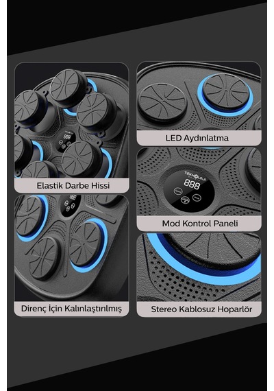 Bluetooth Hoparlör Boks Eğitim Makinesi Rgb Müzikli Genç Yetişkin Boks Egzersizi Eldiven