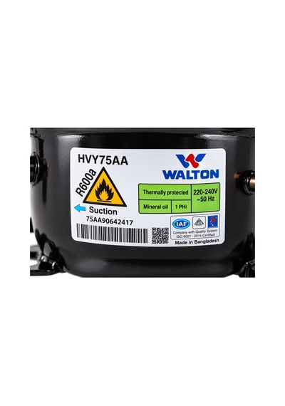 Buzdolabı Motor Walton Hvy75aa 1/4-hp 170 Kcal R600a Kompresör Siyah