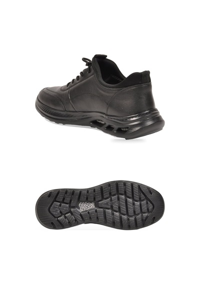Komcero Kauçuk Tabanlı Bağcıklı Sneaker Siyah Hakiki Deri Erkek Casual Ayakkabı Hz2821-2522