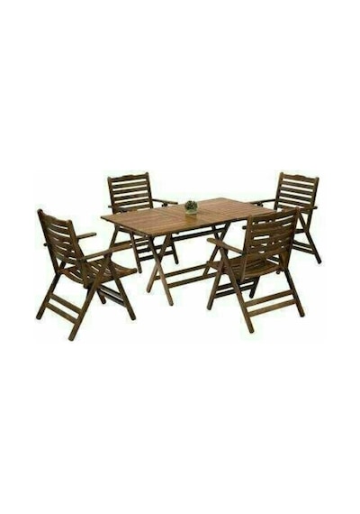 Madrid Atina Ahşap Bahçe Balkon Takımı: 80X140 Masa + 4 Sandalye Madrid Atina Ahşap Bahçe Balkon Takımı: 80X140 Masa + 4 Sandalye