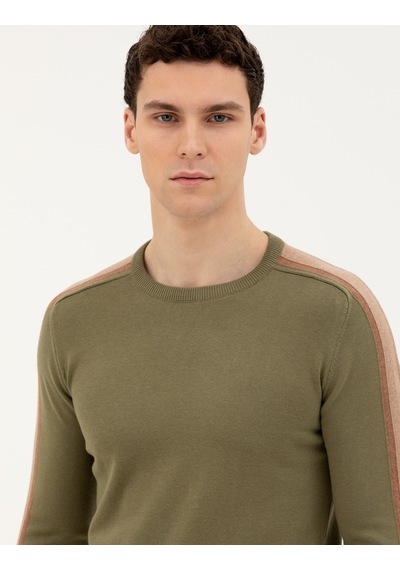 Pierre Cardin Erkek Haki Triko Kazak 50281821-vr027 Haki