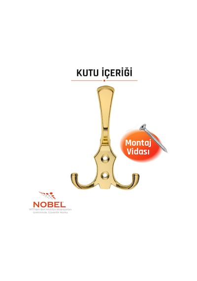 Ri Ko Portmanto Askısı, Metal Vestiyer Askısı, Altin, Duvar Ve Dolap Askılığı 5'li Set Vidalı Altın