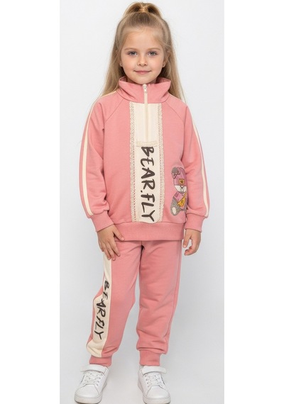 İrem Kız Çocuk Bearfly Yazılı Ayıcık Desenli Yarım Fermuar Modelli Güpürlü Pembe Renk Eşofman Takımı İrem Kız Çocuk Bearfly Yazılı Ayıcık Desenli Yarım Fermuar Modelli Güpürlü Pembe Renk Eşofman Takımı