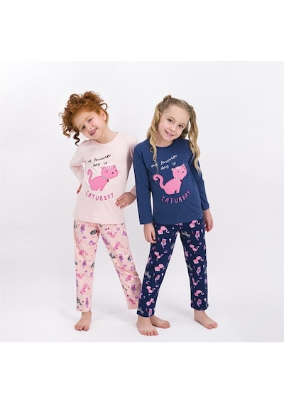 Rolypoly RP1984-2 Caturday Kız Çocuk Pijama Takımı Somon