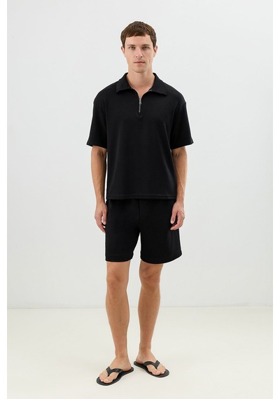 Antioch Polo Yaka Basic T-shirt Siyah