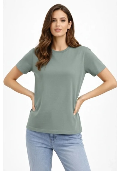 De'charme Bisiklet Yaka Tişört Regular Kalıp Basic Pamuklu Günlük Kullanım T-shirt - Mint Yeşili