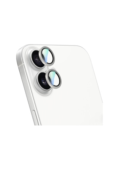Apple Uyumlu   iPhone 16 Caseworld Alloy Serisi Oleofobik Anti Reflective Kamera Lens Koruyucu Gümüş