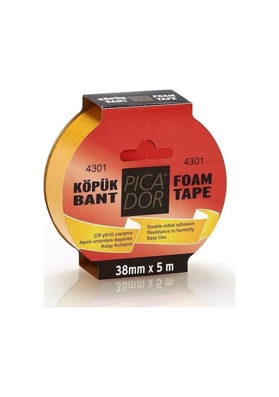 Picador Çift Taraflı Köpük Bant 38mmx5m Askılı Ko004