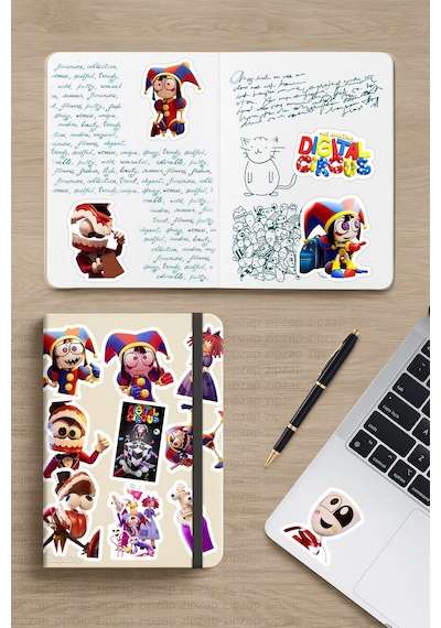 The Amazing Digital Circus Telefon Laptop Bullet Journal Yapışkanlı Folyo Sticker Paketi 21adet Çok Renkli