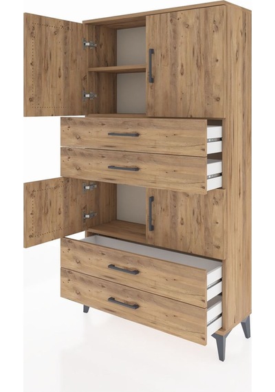 Arges Dolap 3 Raflı 4 Çekmeceli 4 Kapaklı 88x30x163 Çam-çam Çam Arges Dolap 3 Raflı 4 Çekmeceli 4 Kapaklı 88x30x163 Çam-çam Çam