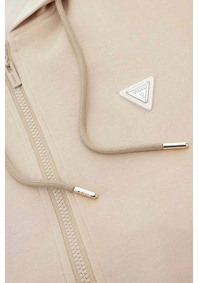 Guess Kadın Kapüşonlu Fermuarlı Sweatshirt Bej