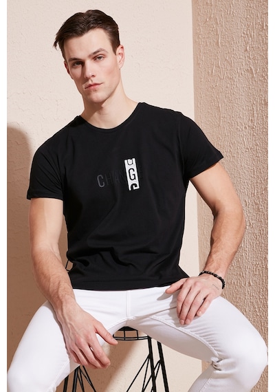 Buratti Pamuklu Slim Fit Bisiklet Yaka Erkek T Shirt 541Change24 Siyah