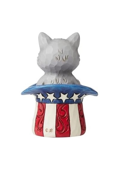 Enesco Jim Shore Heartwood Creek Patriotik Kedi Silindir, Minyatür Figür, 8,9 Cm, Çok Renkli