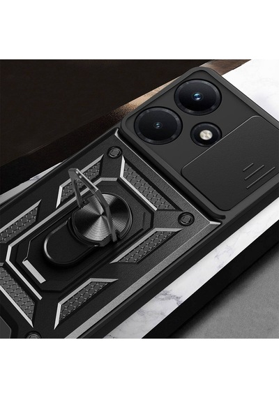 İnfinix Hot 30i İle Uyumlu Kılıf Magnetik Standlı Kamera Korumalı Sürgülü Kapak
