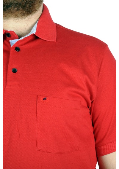 Mode Xl Erkek Tshirt Polo Yaka Cepli Klasik Pike 20552 Kırmızı 001