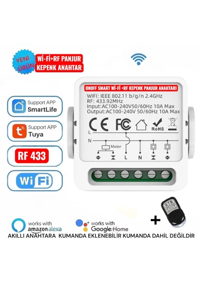 Tuya Destekli Akıllı Wifi +Rf Panjur Kepek Anahtarı
