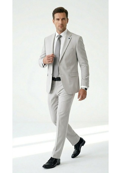 Tk 6893erkek Klasik 2 Li Takım Elbise 2 Düğmeli Slim Fit Esnek Kumaş Çift Yırtmaçlı 7 Drop Taş