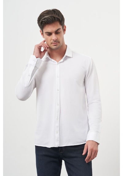 Morven Erkek Beyaz Trend Slim Fit İtalyan Yaka Gömlek 25ms004005600 Beyaz Beyaz