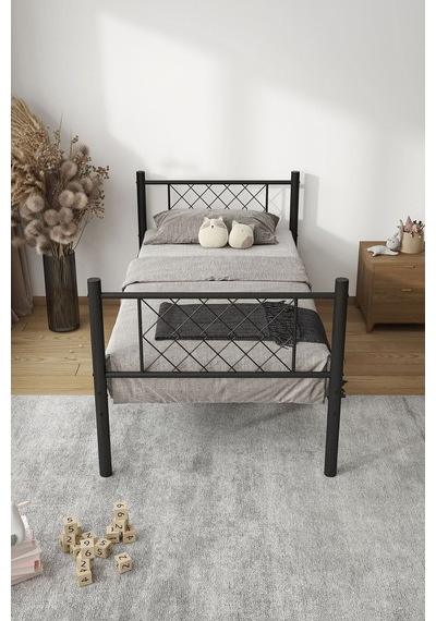 Argimo Metis Tek Kişilik Metal Siyah Karyola 90x200