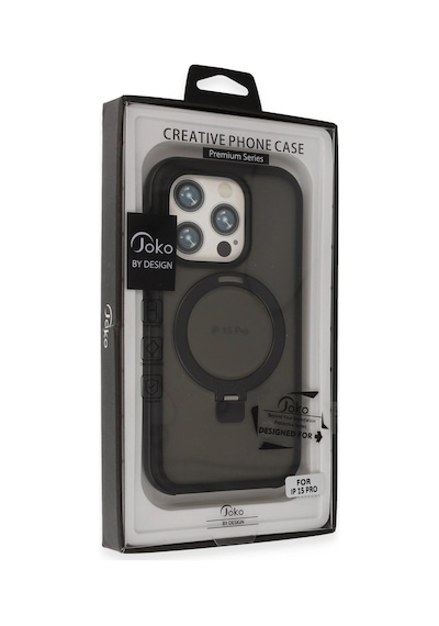 Joko Apple İphone Uyumlu 15 Pro Max Zorda Airbag Magsafe Standlı Kapak - Siyah Çokrenkli