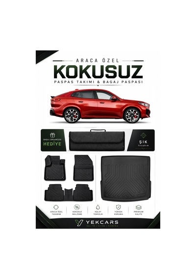Bmw İx2 2026 Model Aracınıza Özel 4d Karbonlu Kauçuk Paspas Takımı Ve Bagaj Havuzu