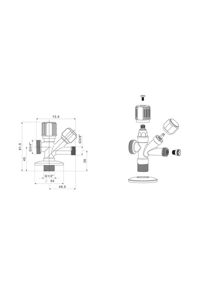 Tema Dual Çift Çatalli Ara Çamaşir Makinesi Musluk 69110 2 Krom