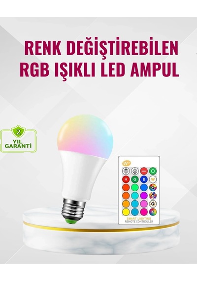 Hubrendy Kargo 9 Watt Beyaz Işık Ve Renk Ayarlı Akıllı Led Ampul Diğer
