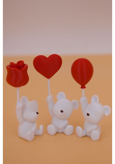 Balon Tutan Oturan Sevimli Romantik Ayı Figürü Sevgililer Günü Hediye Dekoratif Biblo Balon - 822403871