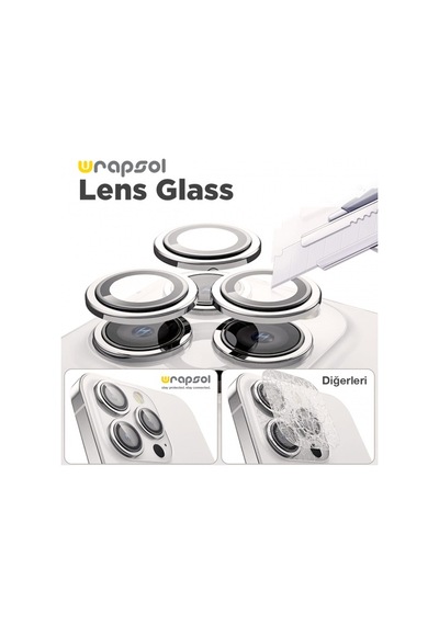 Apple Uyumlu iPhone 15 Pro Kamera Lens Koruyucu Beyaz Titanyum Kolay Uygulama Aparatlı