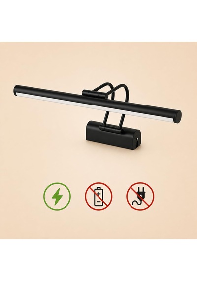 Siyah Kasa Led Flüt Resim Aplik 6w 3200k Gün Işığı 35cm Duvar Tipi Ayna/tablo Üstü Dekoratif Işık Ip20 İç Mekan Kullanım Diğer