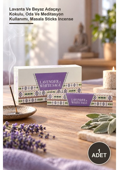 1 Adet Aromalı Masala Çubuk Tütsü Lavanta Ve Beyaz Adaçayı Kokulu, Oda Ve Meditasyon Kullanımı, Masala Sticks Incense