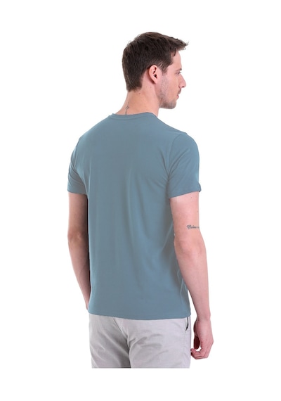Hatemoğlu Indigo Düz Slim Fit 100% Pamuk V Yaka Tişört İndigo