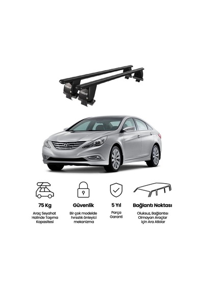 Royal Hyundai Sonata Vı 2009-2014 Uyumlu Siyah Ara Atkı Port Bagaj Tavan Barı