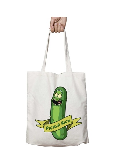 Art Hediye Pickle Rick İki Taraf Kalıcı Yıkanabilir Okul Plaj Omuz Bez Çanta Çok Renkli