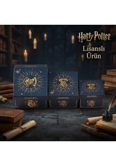 Bakgelal Harry Potter Hogwarts Lisanslı 3 Lü Dekoratif Saklama Kutusu Seti İç İçe Geçebilen Hediye Kutuları- Görekemli Hogwarts Tasarımlı - 9073883561273