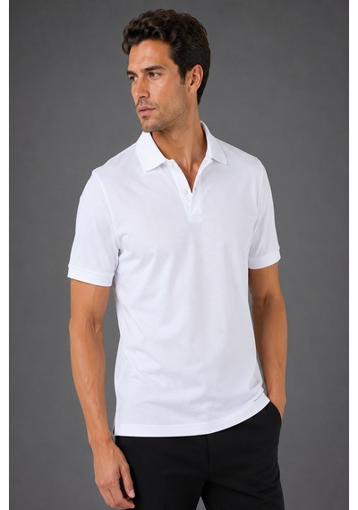 Bisse Beyaz Balenli Polo Yaka Düğmeli T-shirt Ts26y26103 D01