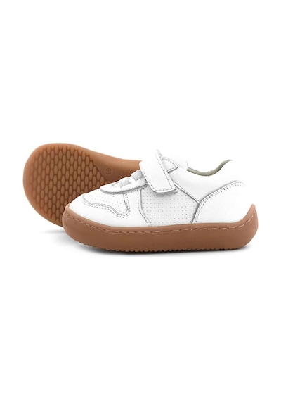 Rakerplus Bob Hakiki Deri Beyaz Barefoot Cırtlı Lastikli Bebek Sneaker Ayakkabı Beyaz