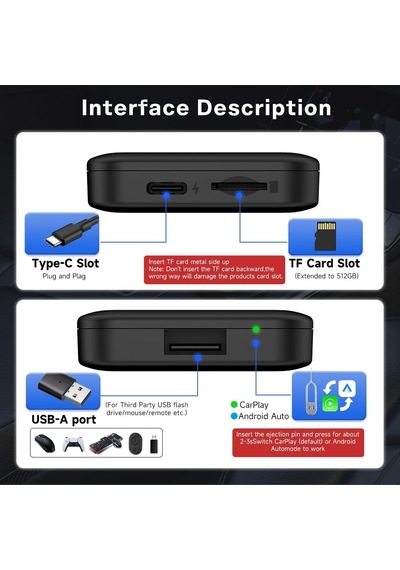 Carlinkit Tbox Lite Kablosuz Ai Kutusu, Ram 2g+rom 32g, Carplay Ve Android Oto, Destek Kablosuz Carplay Ve Kablosuz Andr 10"