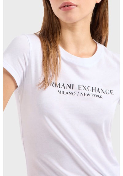 Armani Exchange Bayan T Shirt 8nytab Yjg3z 1000 Beyaz Beyaz