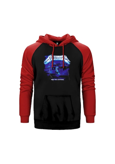 Metallica Ride The Lightning Kırmızı Renk Reglan Kol Kapşonlu Sweatshirt Kırmızı