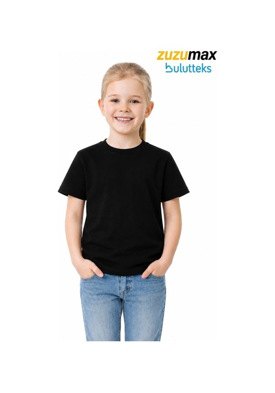 Bulutteks Ataş Sade Siyah Okul Ve Günlük Ünisex Tişört 23 Nisan Vb Etkinlikler T-shirt